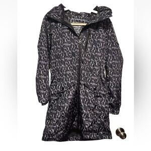 Lucky Brand Premium Performance Waterproof Long Leopard Print Anorak Size Small